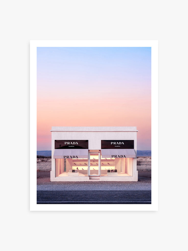 artwork of Prada Marfa installation shop in the Texas desert, fine art photography print by Paul Fuentes.