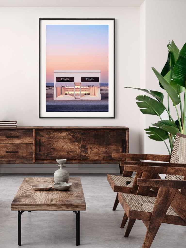 framed artwork of Prada Marfa installation shop in the Texas desert, fine art photography print by Paul Fuentes.