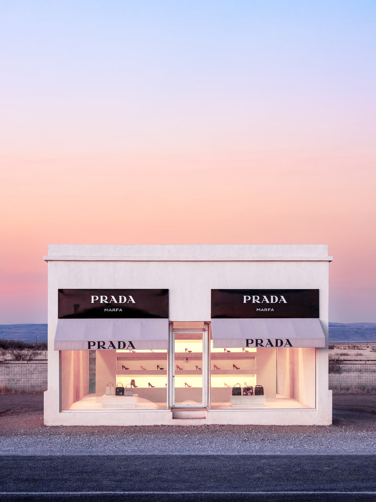 Prada Marfa installation shop in the Texas desert, fine art photography print by Paul Fuentes.
